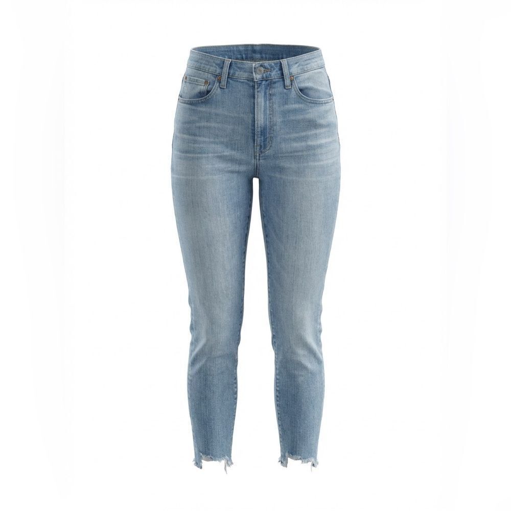 Madewell Womens Raw Hem Cropped Denim in Faded Blue size 27